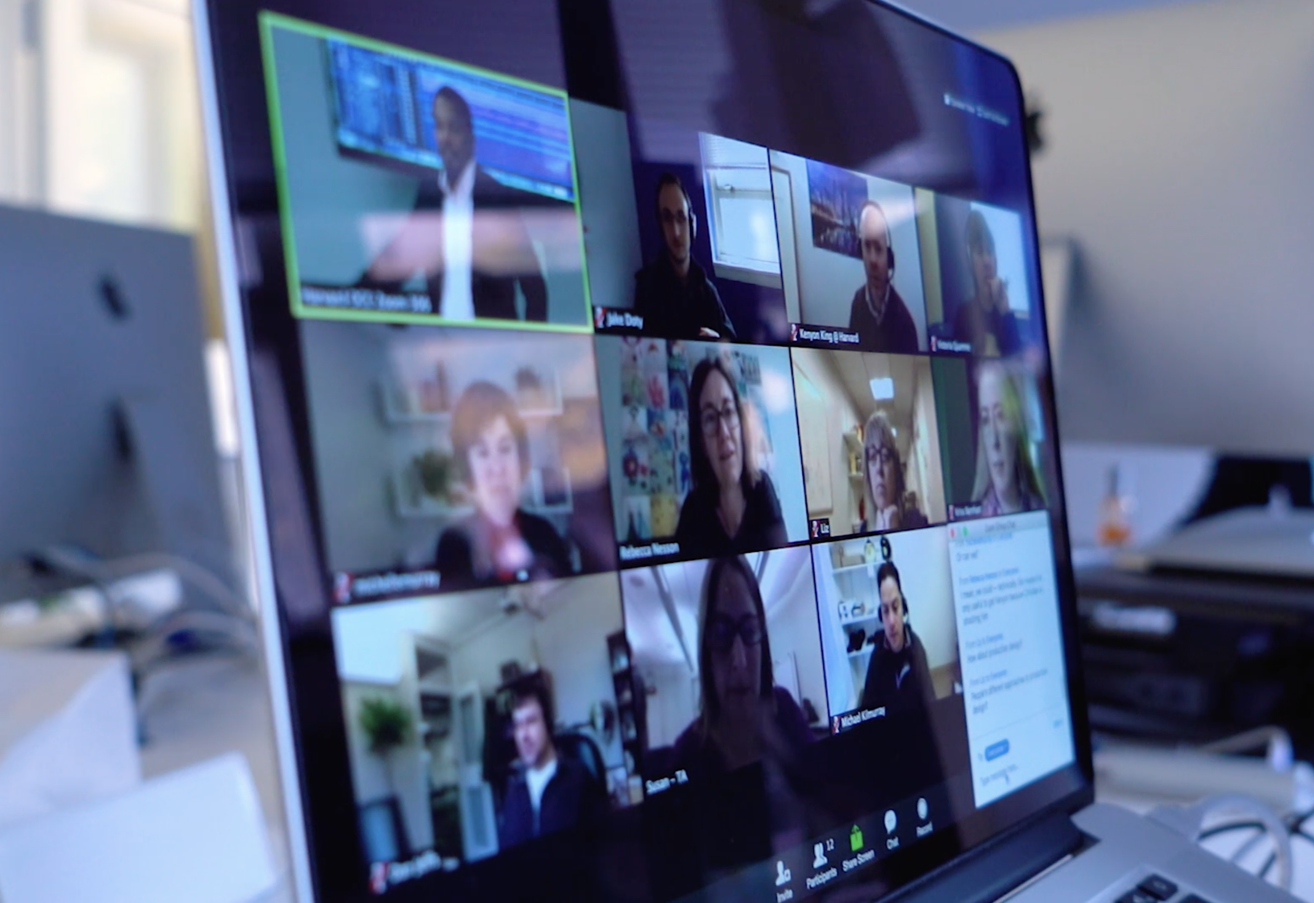 online students display on your laptop in a grid