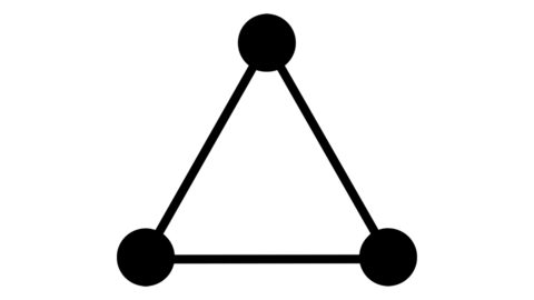 triangle icon with corner lugs representing connected