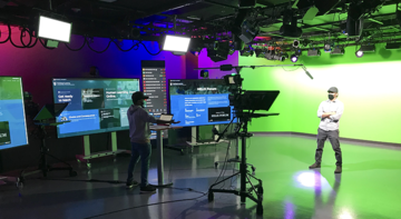 Brattle Square Studio staff setting up a remote session