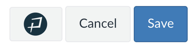 A horizontal row of three buttons. The left button is labeled with the Canvas accessibility tool icon. The center button is labeled “Cancel.” The right button is labeled “Save.”