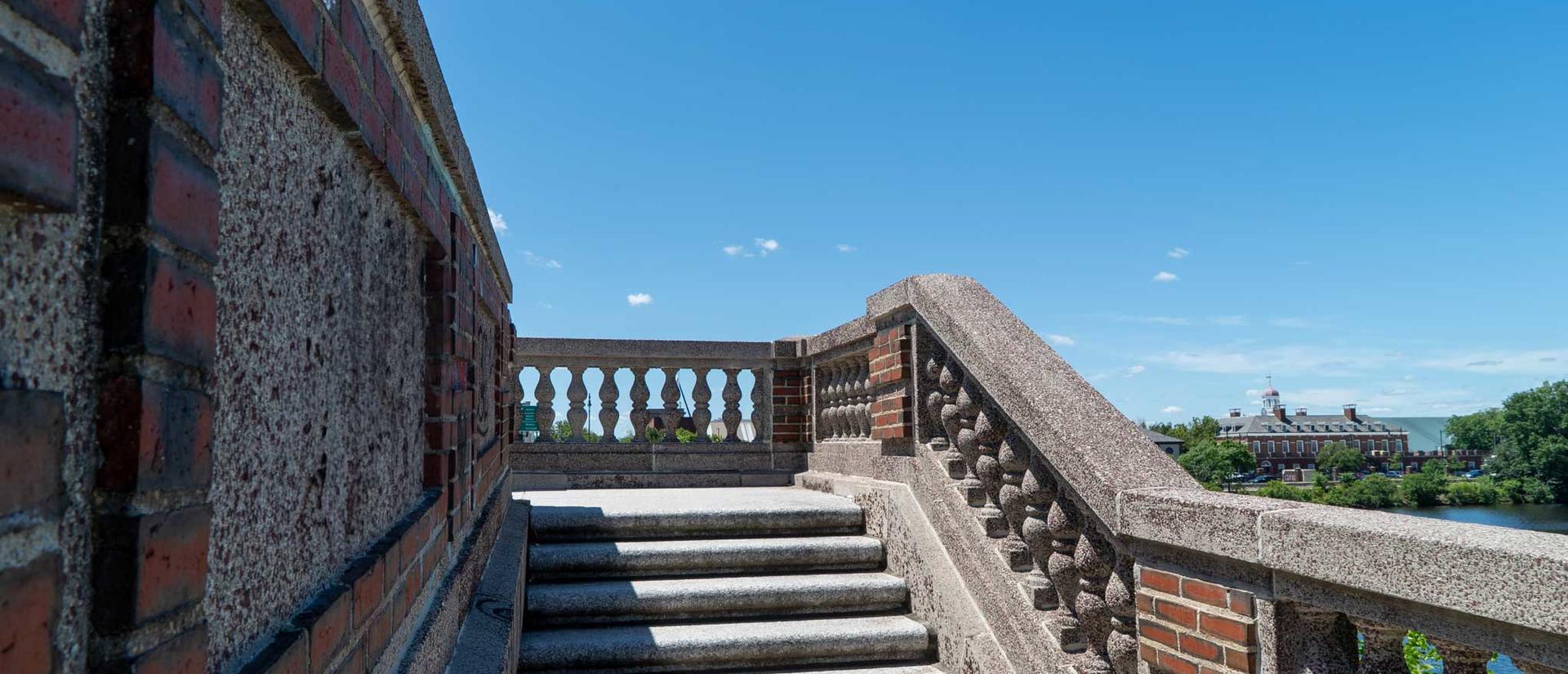 brick staircase with the Charles River below - photo Casey Smerczynski